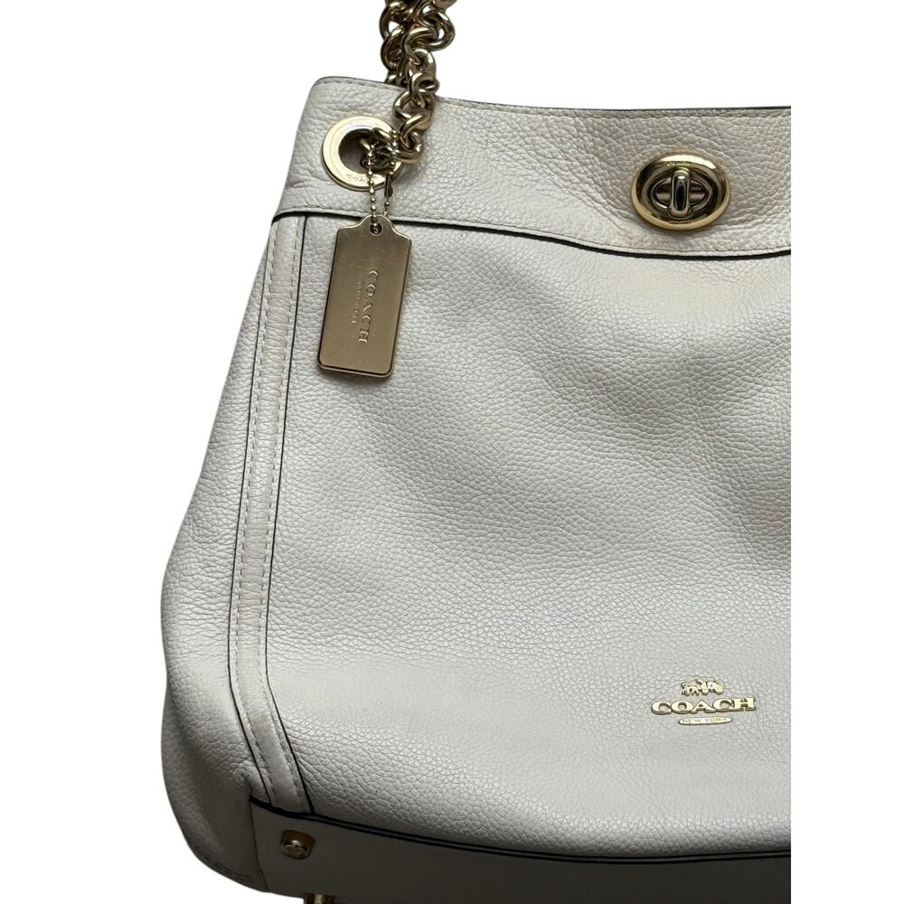 Coach Cream Turlock Edie Pebbled Leather Shoulder Bag - Picture 3 of 13
